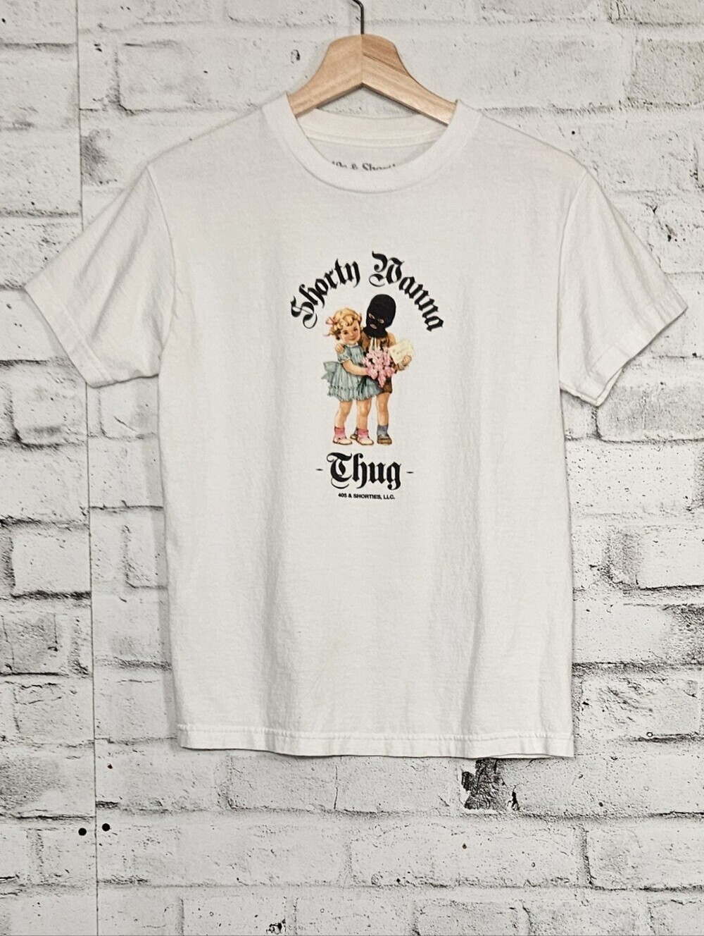 40s & Shorties Shorty Wanna Thug Graphic T Shirt Mens Small Streetwear White